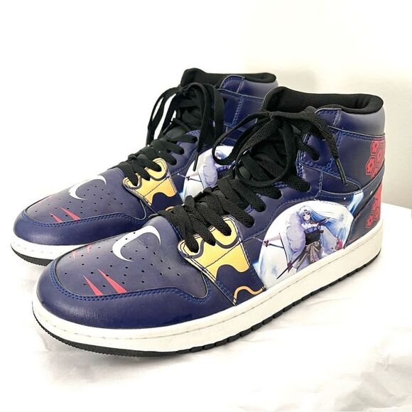 Anime Men’s High Top Lace up Sneakers Blue Character Size 9 - Picture 3 of 13
